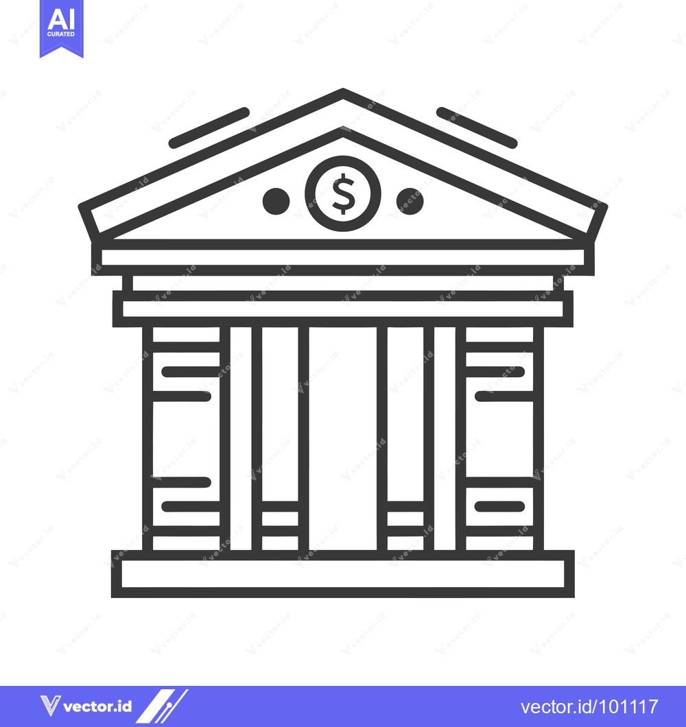 Premium Vector dari Simple Line Art Illustration of a Bank Building