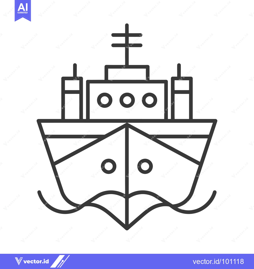 Premium Vector of Simple Line Art Illustration of a Boat in the Ocean