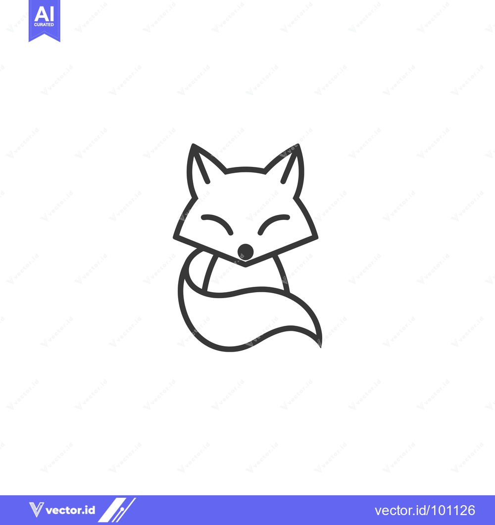 Premium Vector dari Simple Line Art Illustration of a Cute Sitting Fox
