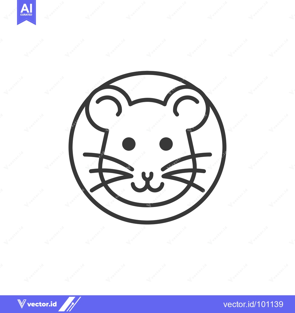 Premium Vector of Simple Line Art Illustration of a Mouse's Face