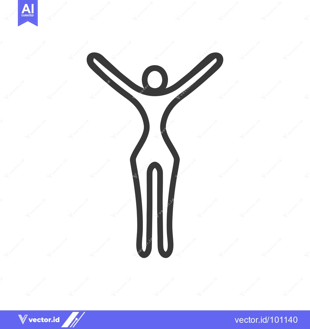 Premium Vector dari Simple Line Art Illustration of a Person with Arms Raised