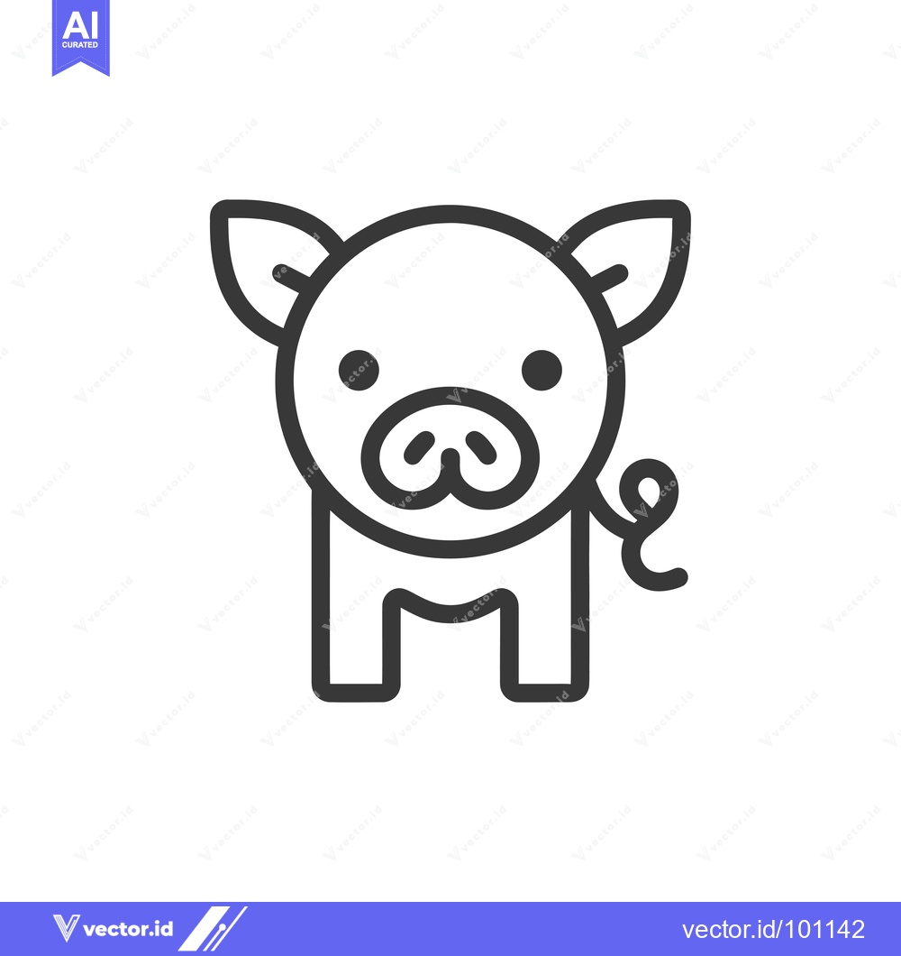 Premium Vector dari Simple Line Art Illustration of a Pig with a Curled Tail