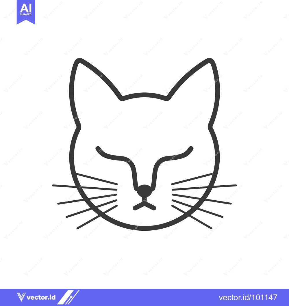 Premium Vector dari Simple Line Art Illustration of a Sleeping Cat's Face