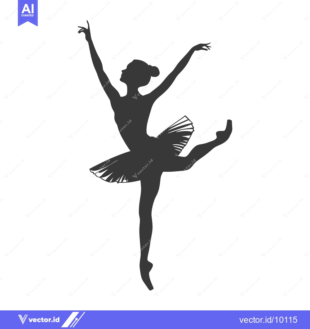Premium Vector of A Ballerina in Silhouette Performing a Ballet Pose