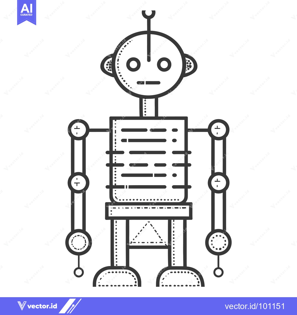 Premium Vector dari Simple Line Art Illustration of a Standing Robot