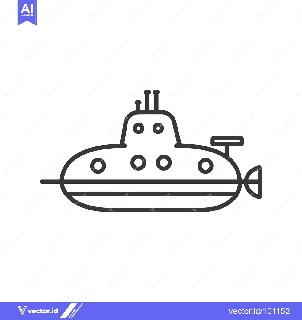 Premium Vector of Simple Line Art Illustration of a Submarine