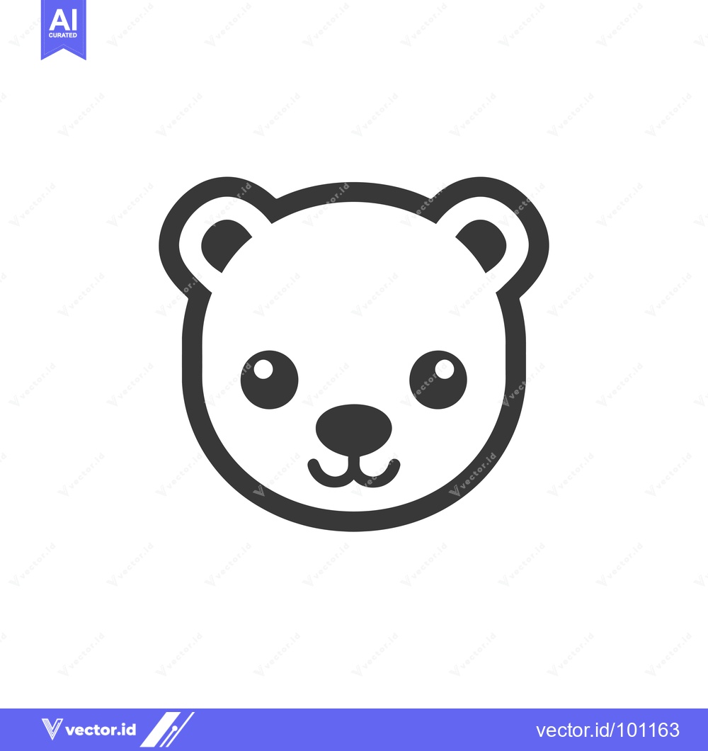 Premium Vector of Simple Line Drawing of a Bear's Head with Big Eyes