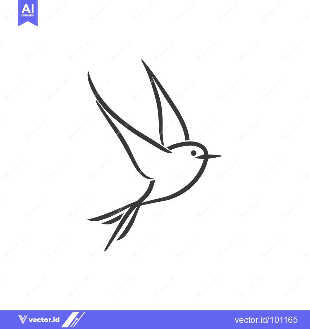 Premium Vector dari Simple Line Drawing of a Bird in Flight