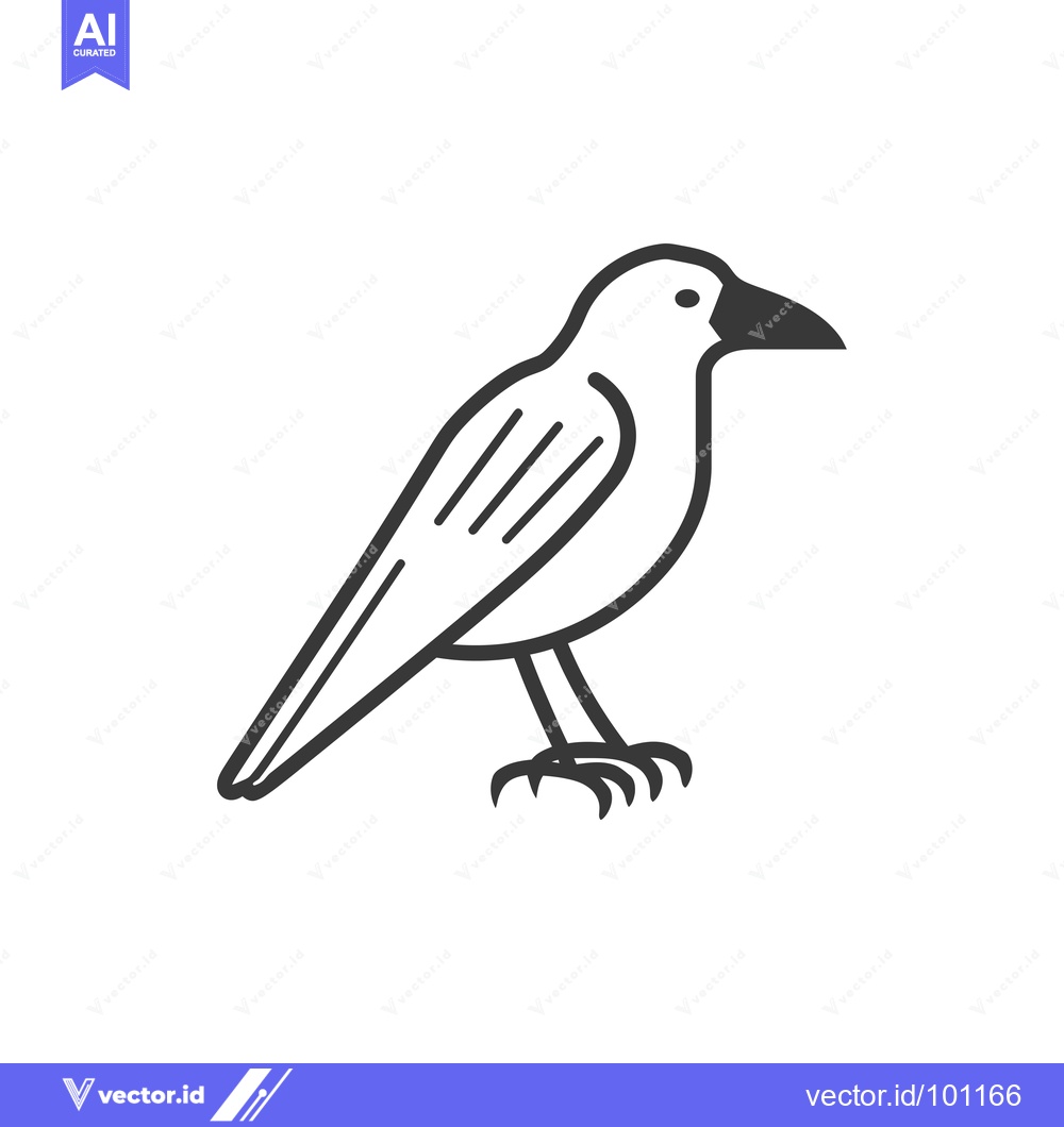 Premium Vector dari Simple Line Drawing of a Bird with a Curved Beak