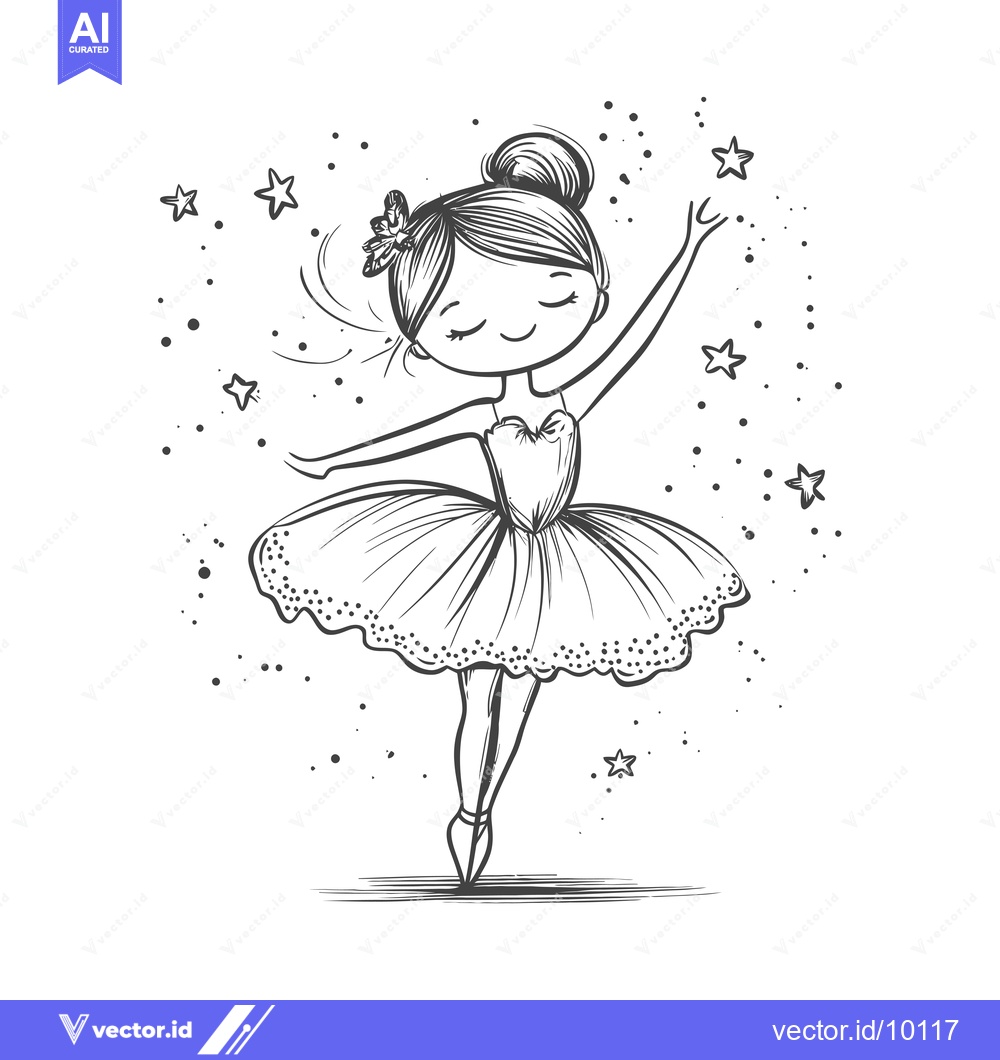 Premium Vector dari A Ballerina with a Flower in Her Hair Reaches for Stars