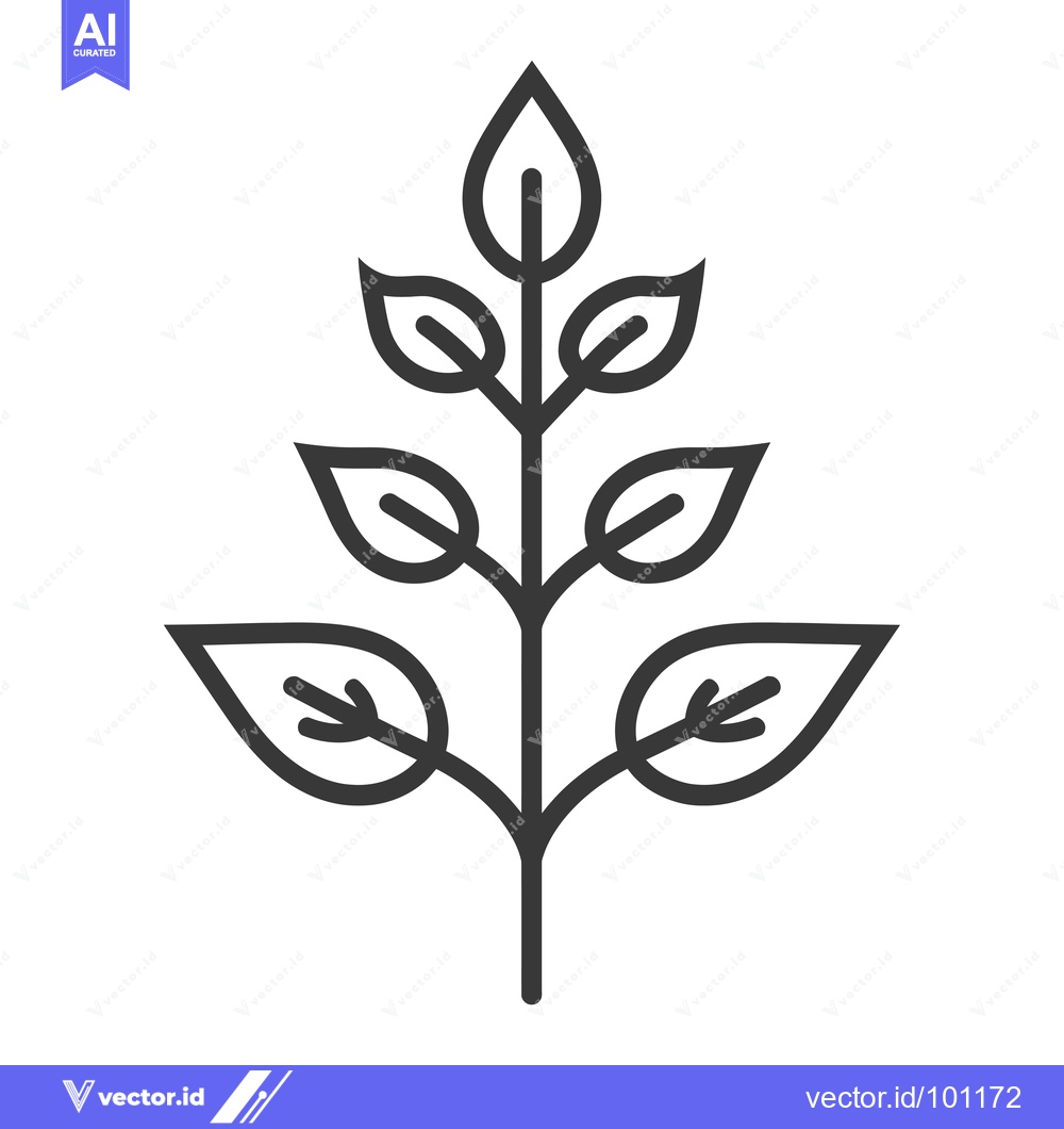 Premium Vector dari Simple Line Drawing of a Branch with Five Leaves