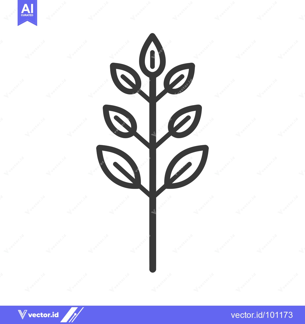 Premium Vector dari Simple Line Drawing of a Branch with Five Leaves