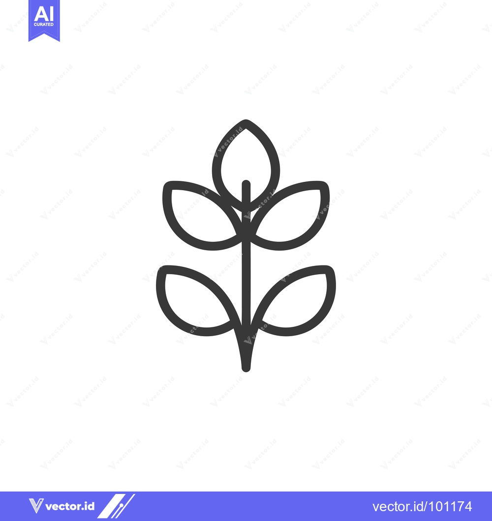 Premium Vector of Simple Line Drawing of a Branch with Five Leaves