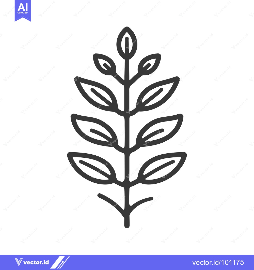 Premium Vector dari Simple Line Drawing of a Branch with Leaves