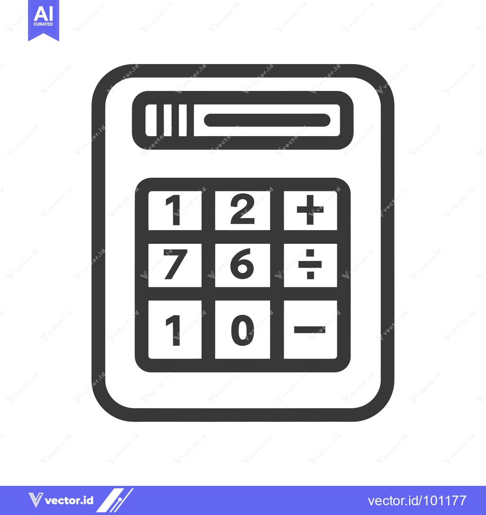 Premium Vector dari Simple Line Drawing of a Calculator with Buttons