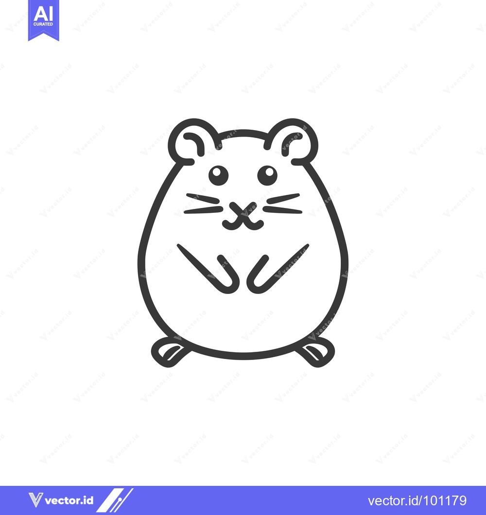 Premium Vector dari Simple Line Drawing of a Cartoon Hamster