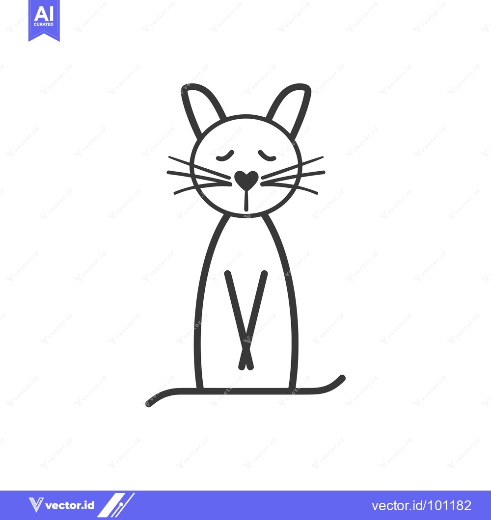 Premium Vector dari Simple Line Drawing of a Cat with a Heart-Shaped Nose