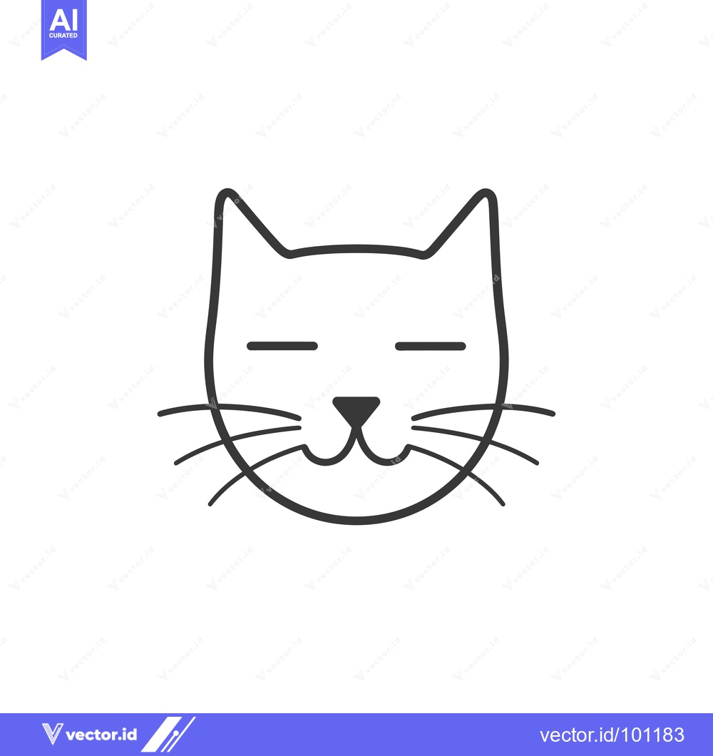 Premium Vector dari Simple Line Drawing of a Cat with Closed Eyes