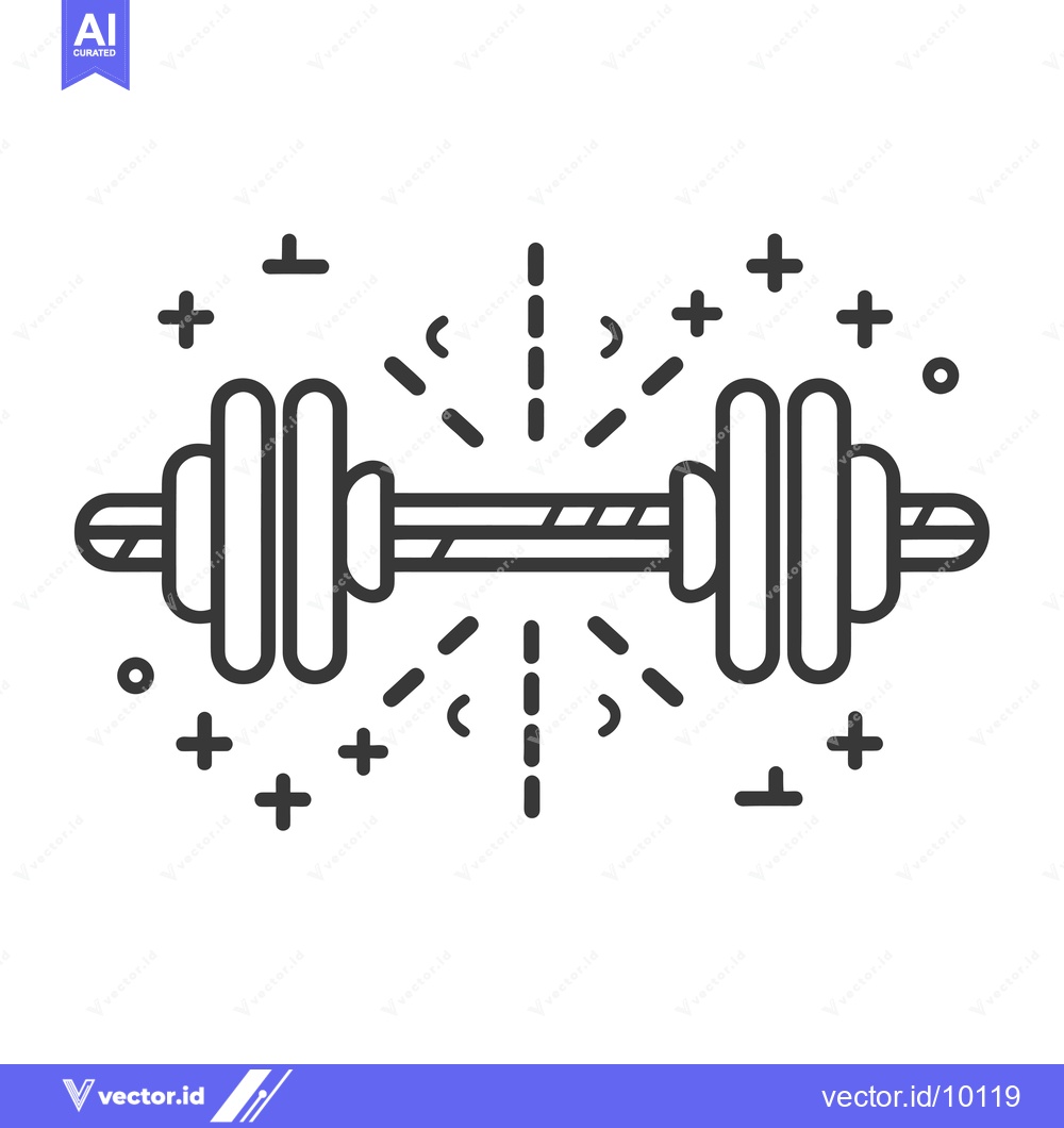 Premium Vector dari A barbell with radiating lines and plus signs