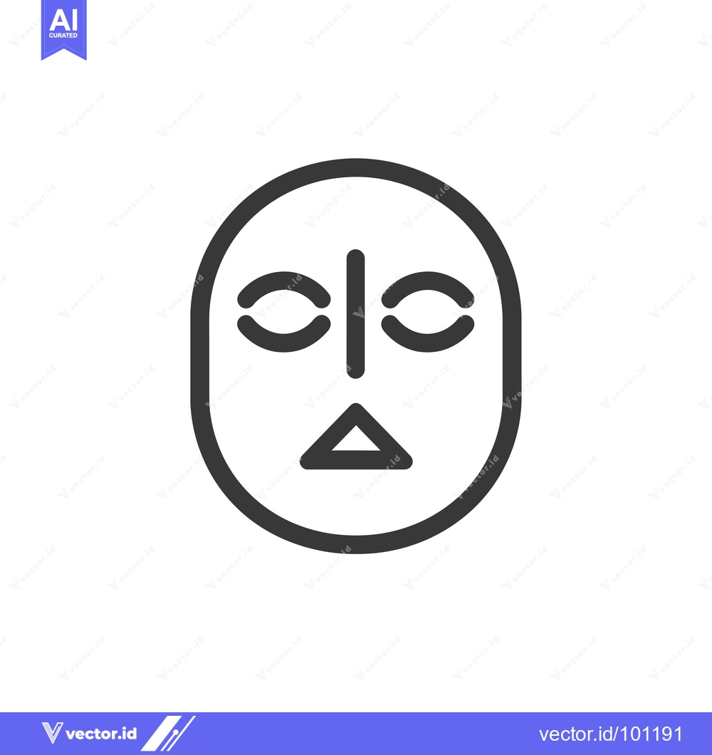Premium Vector dari Simple Line Drawing of a Face with Closed Eyes and a Triangle Mouth