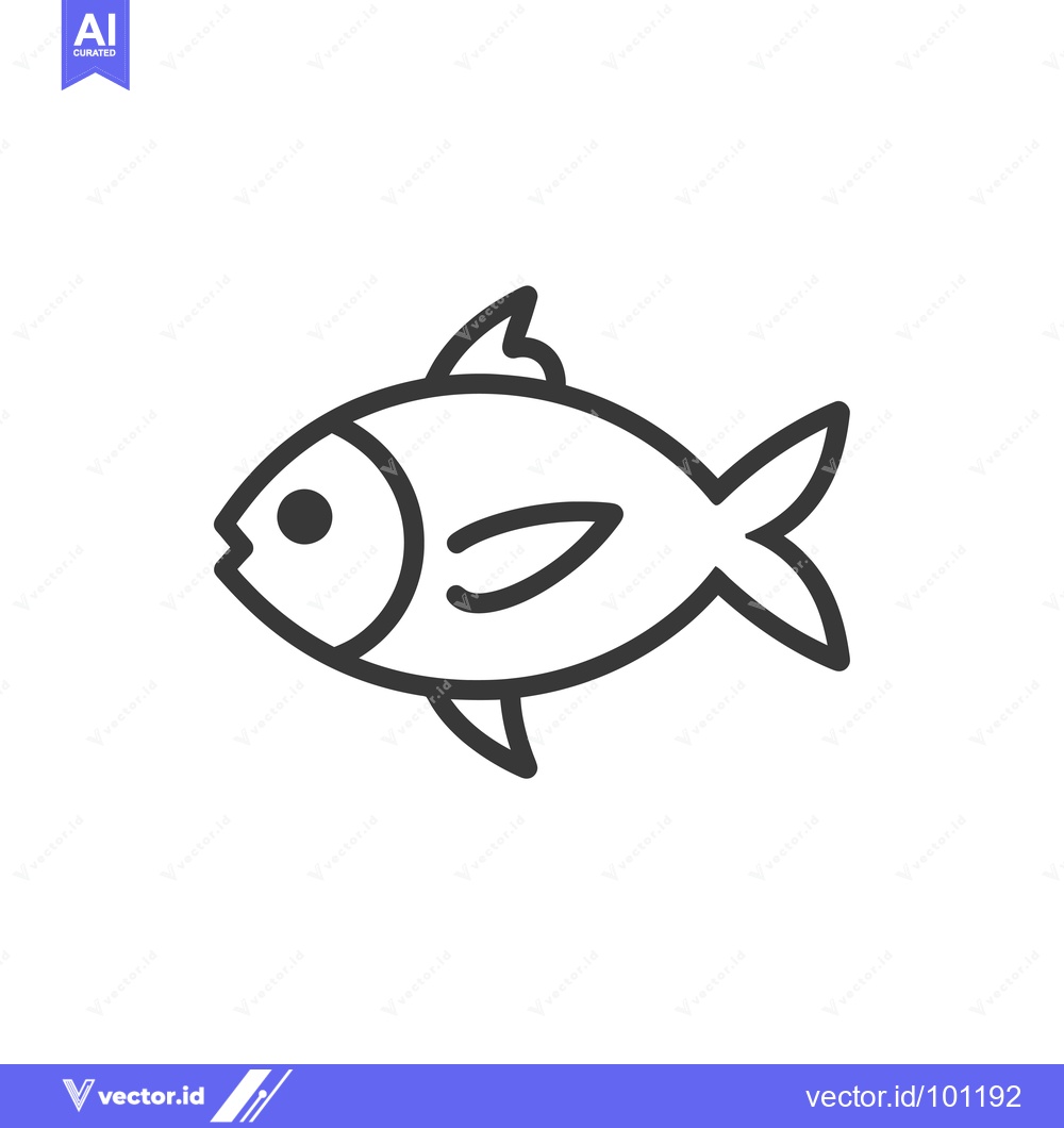 Premium Vector dari Simple Line Drawing of a Fish with a Fin on its Back