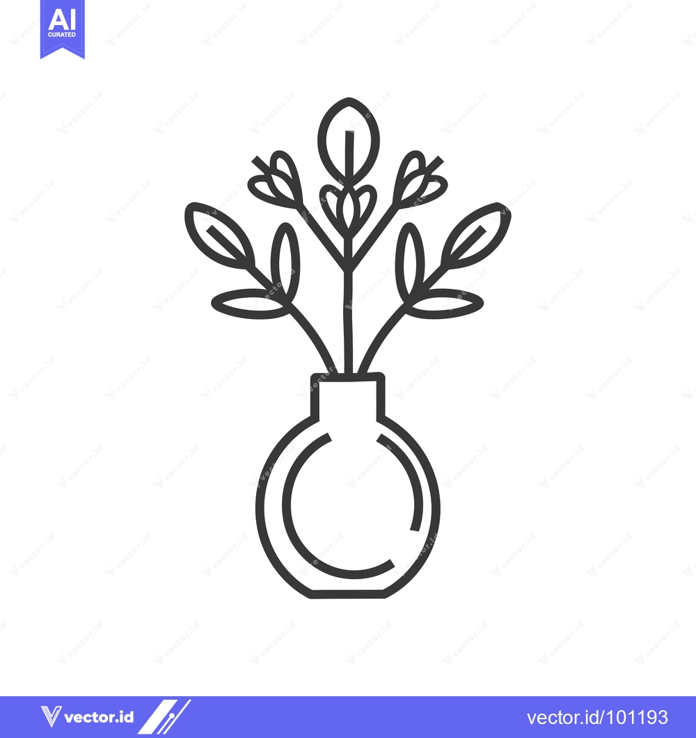 Premium Vector dari Simple Line Drawing of a Flower Arrangement in a Vase