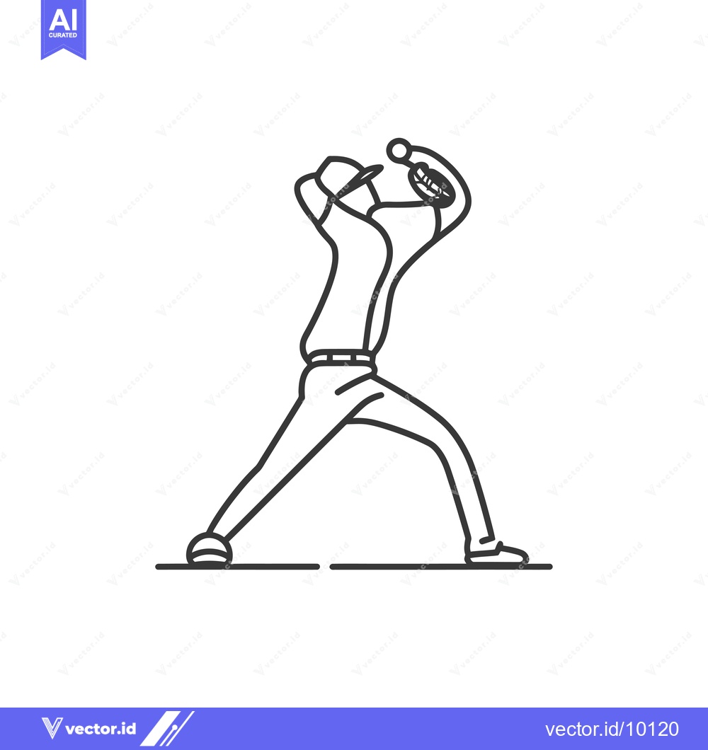Premium Vector dari A Baseball Player Throwing the Ball with a Wind Up