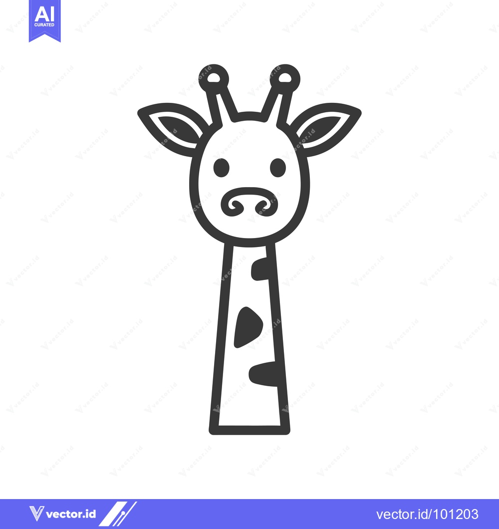 Premium Vector dari Simple Line Drawing of a Giraffe's Head and Neck
