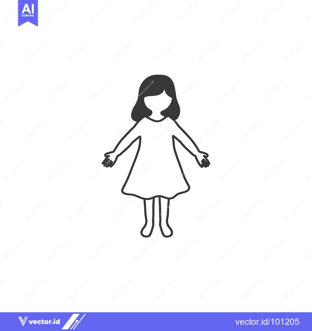Premium Vector dari Simple Line Drawing of a Girl with Arms Outstretched