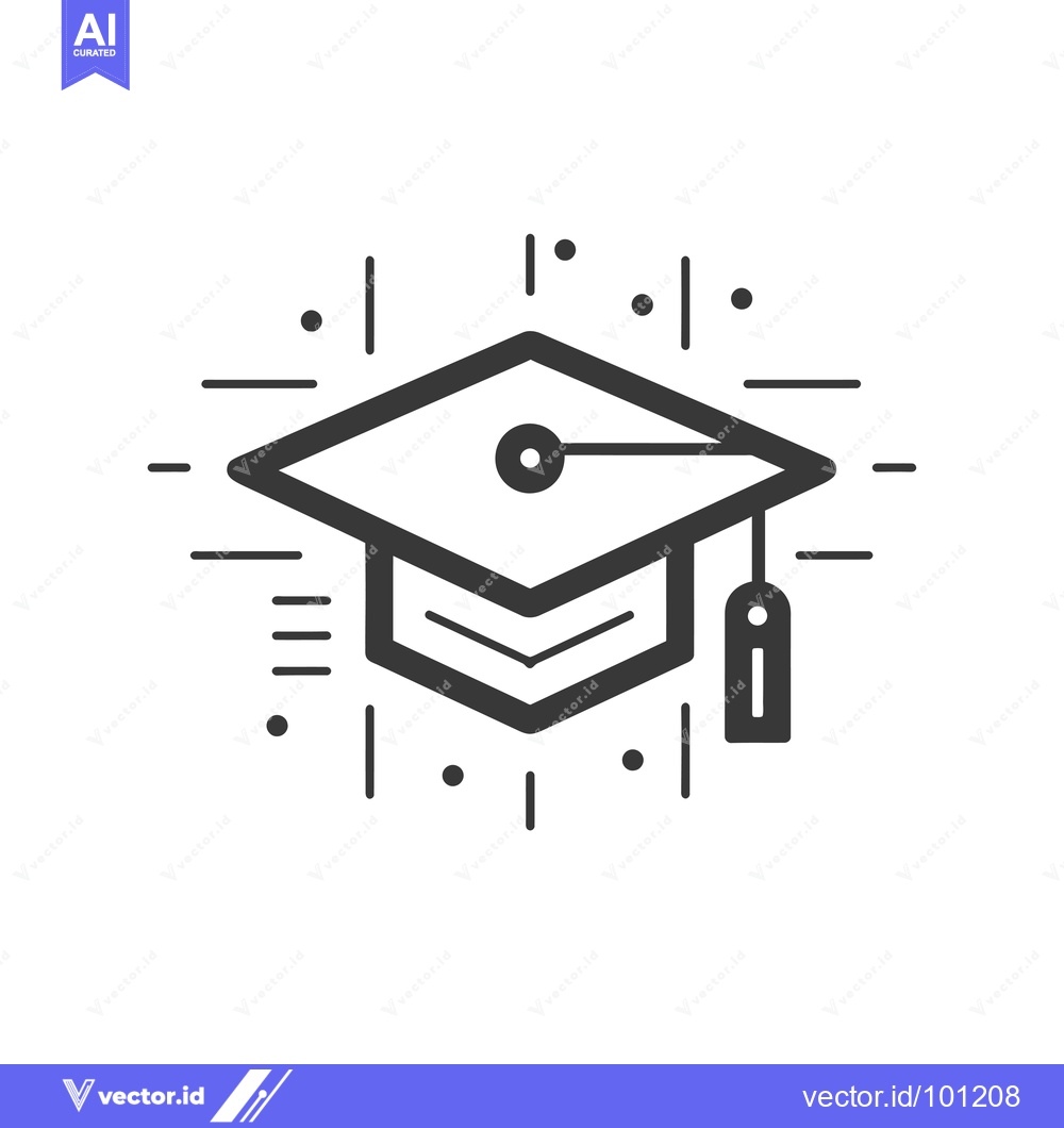 Premium Vector dari Simple Line Drawing of a Graduation Cap with Decorative Lines