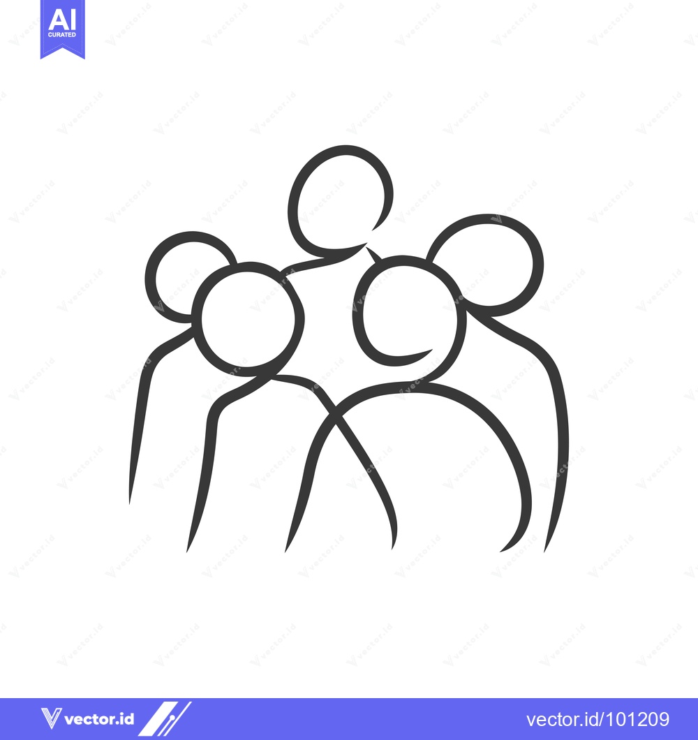 Premium Vector of Simple Line Drawing of a Group of People