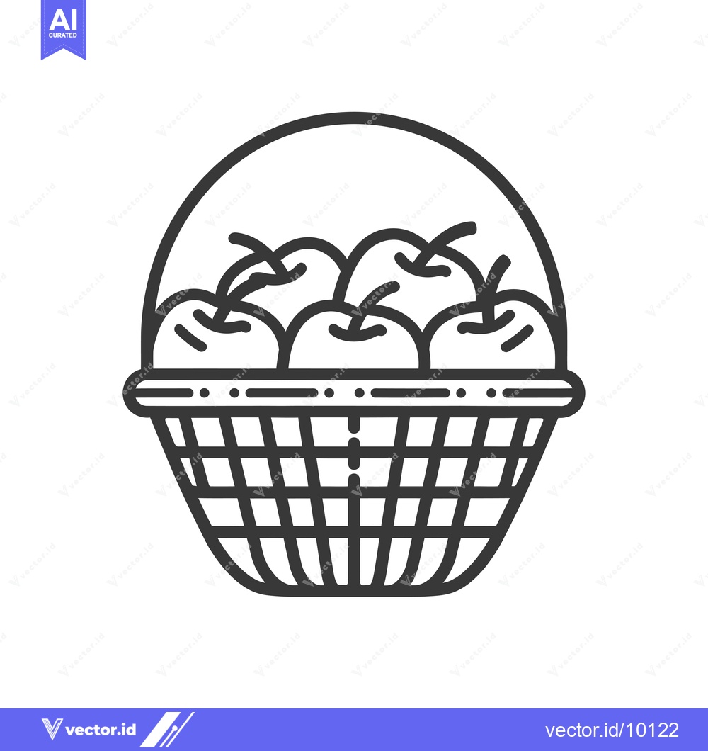 Premium Vector dari A Basket Filled with Apples Drawn in Black and White