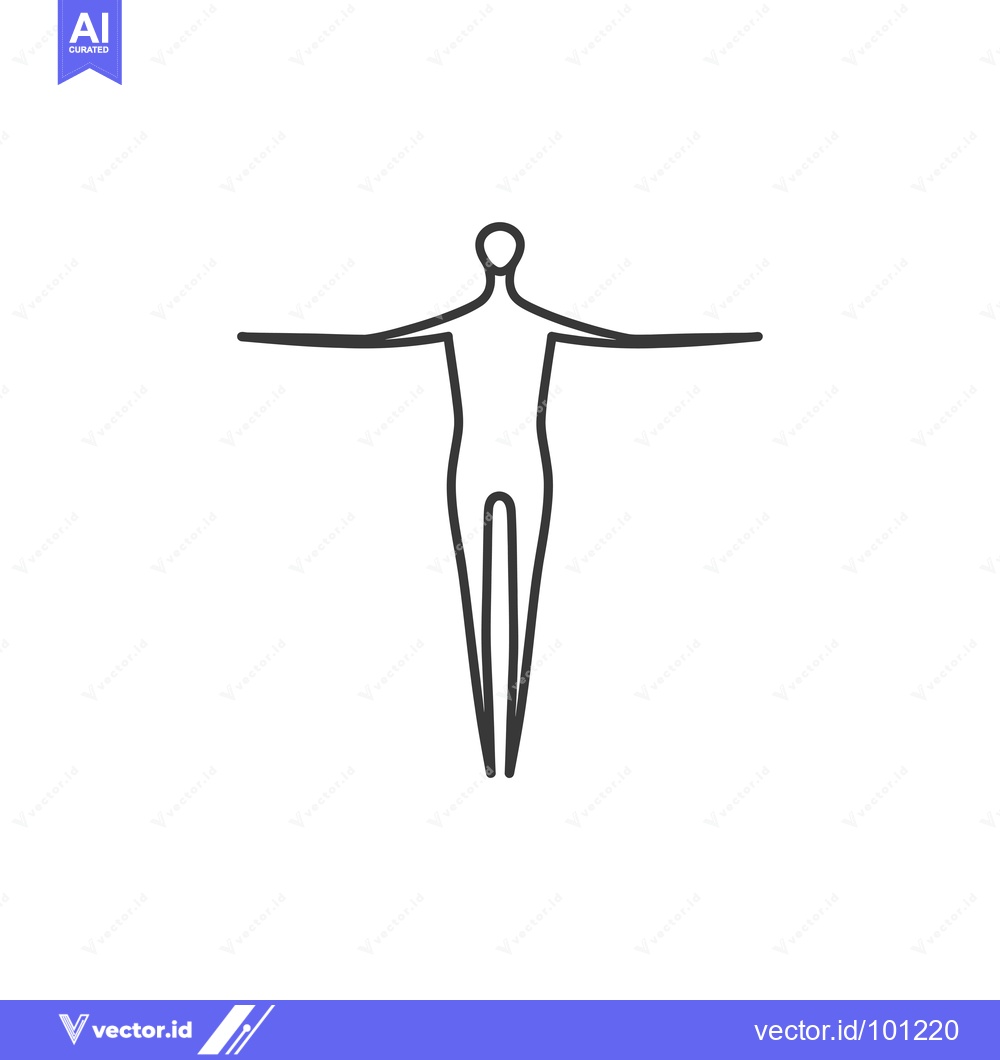 Premium Vector dari Simple Line Drawing of a Human Figure with Outstretched Arms