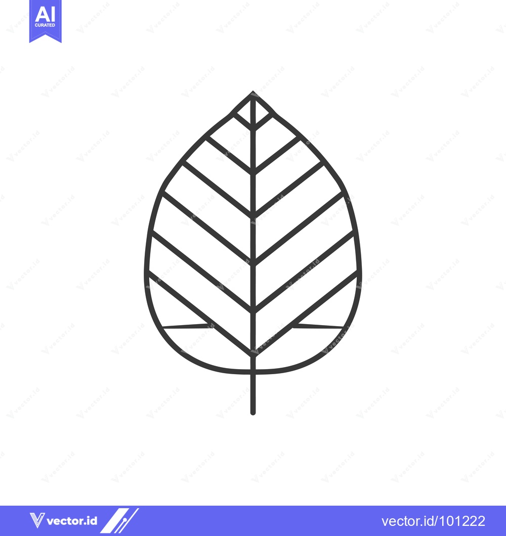 Premium Vector dari Simple Line Drawing of a Leaf with Veins