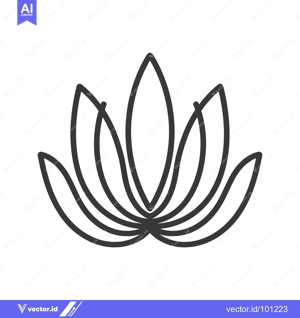 Premium Vector of Simple Line Drawing of a Lotus Flower