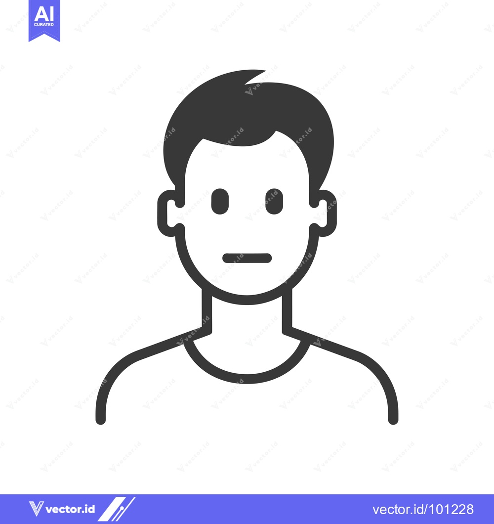 Premium Vector of Simple Line Drawing of a Man's Face with a Neutral Expression