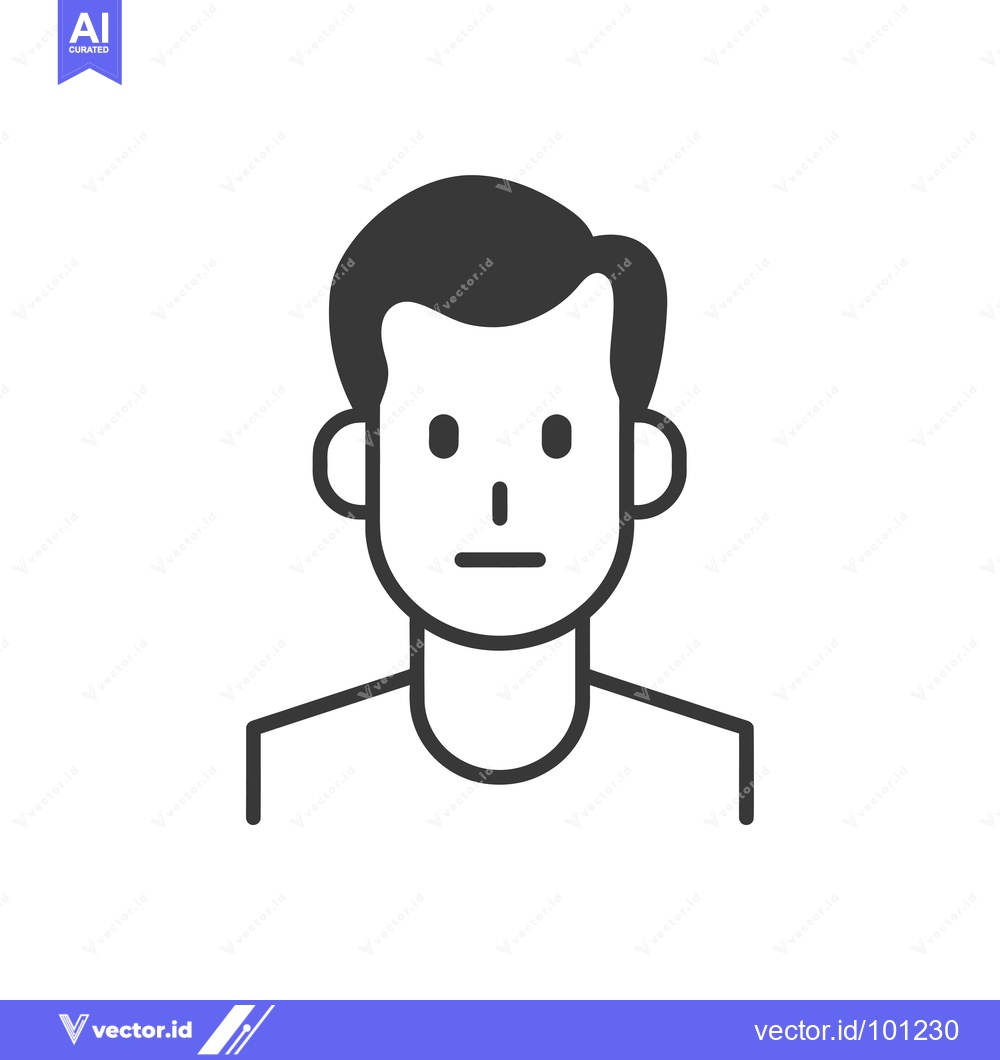 Premium Vector dari Simple Line Drawing of a Man with Short Hair