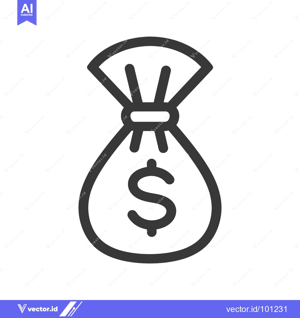 Premium Vector dari Simple Line Drawing of a Money Bag with a Dollar Sign