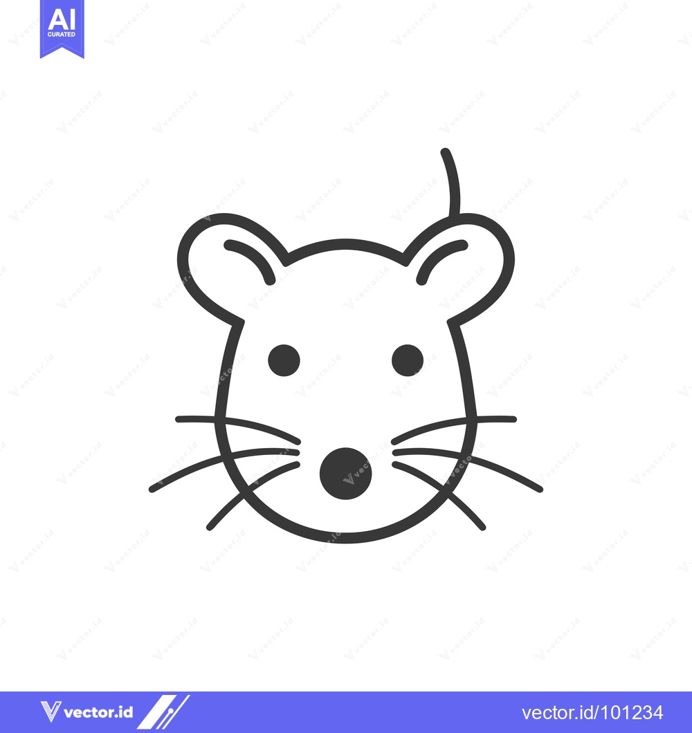 Premium Vector dari Simple Line Drawing of a Mouse Face