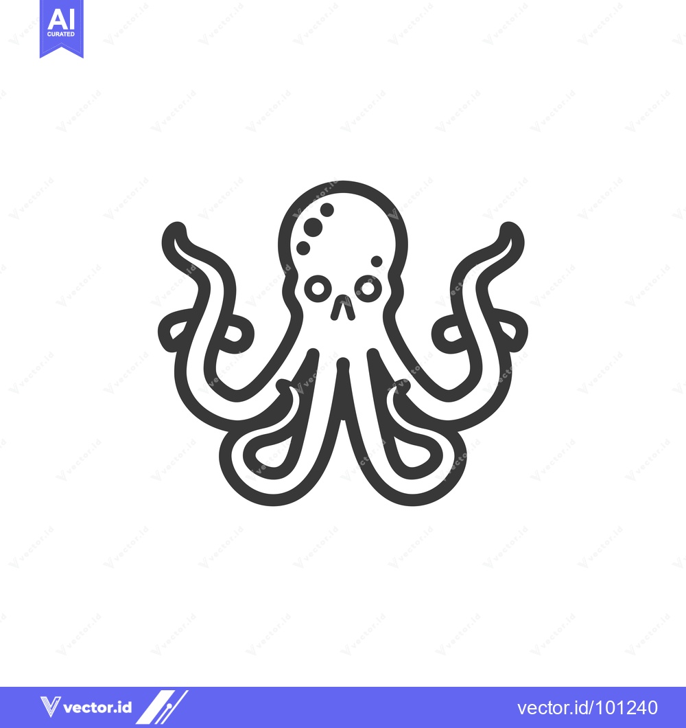 Premium Vector dari Simple Line Drawing of an Octopus with Eight Tentacles