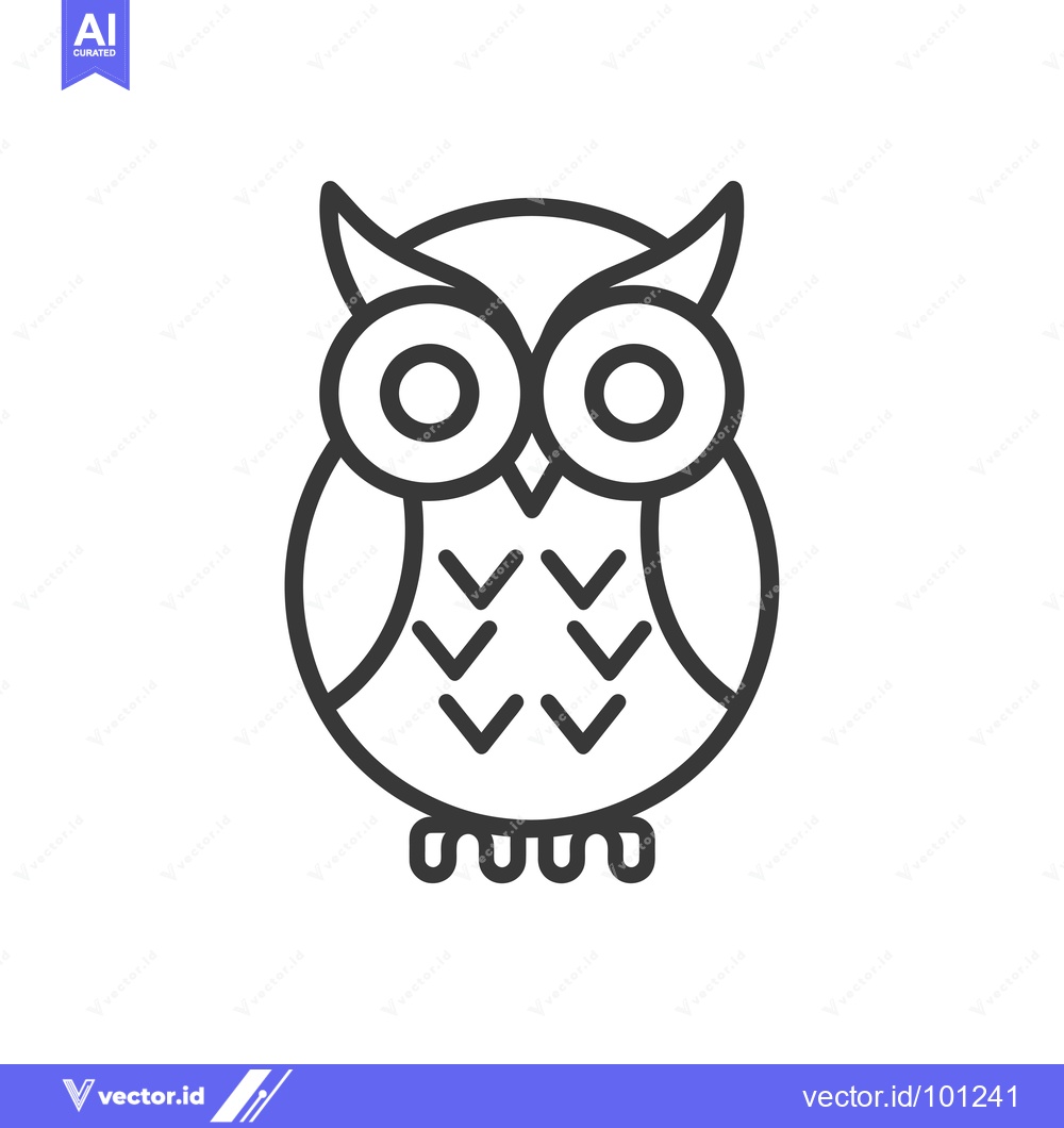 Premium Vector dari Simple Line Drawing of an Owl with Large Eyes