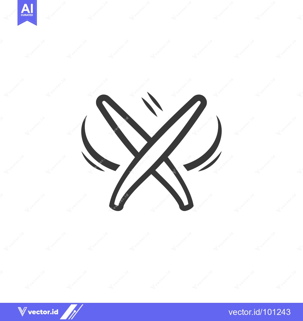Premium Vector dari Simple Line Drawing of a Pair of Crossed Sticks with Swirls
