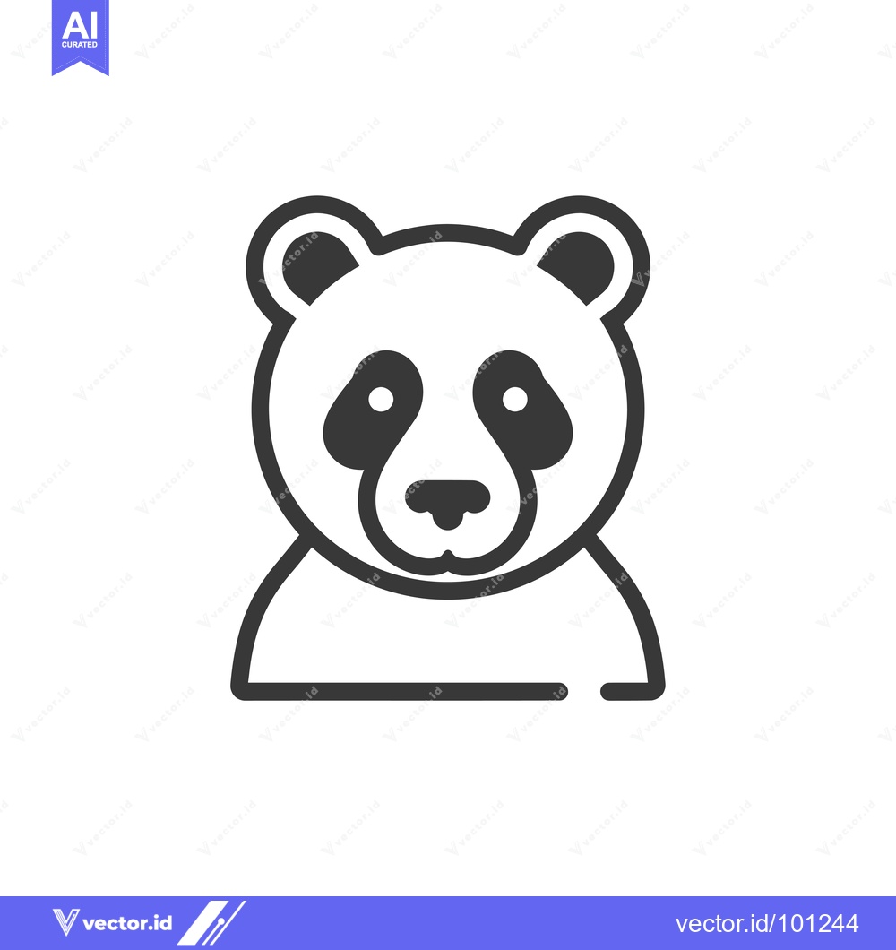 Premium Vector of Simple Line Drawing of a Panda Bear's Head