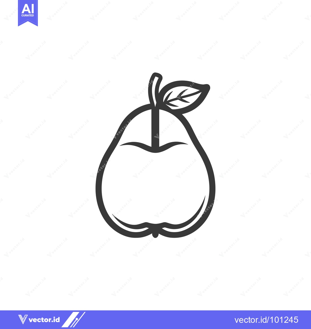 Premium Vector dari Simple Line Drawing of a Pear with a Leaf