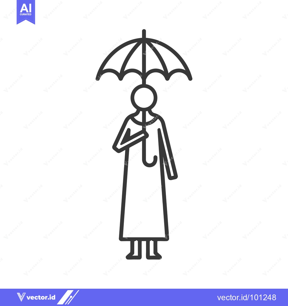 Premium Vector dari Simple Line Drawing of a Person Holding an Umbrella