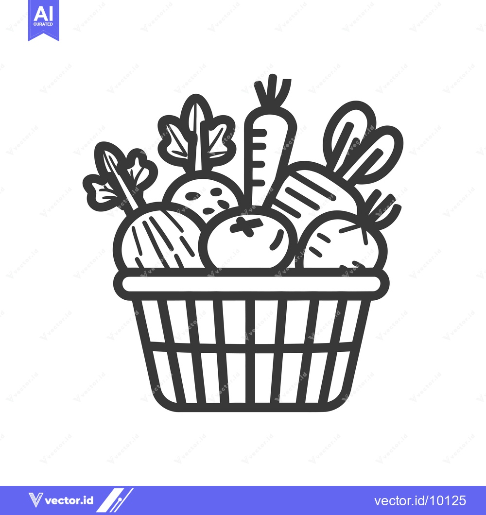 Premium Vector dari A basket of fresh produce, including carrots, beets, and turnips