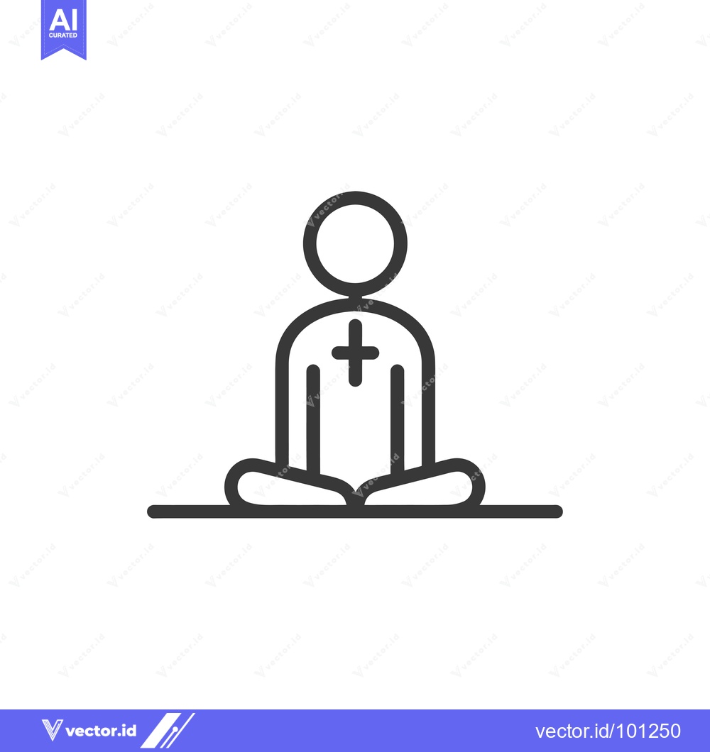 Premium Vector dari Simple Line Drawing of a Person in a Meditation Pose with a Plus Sign