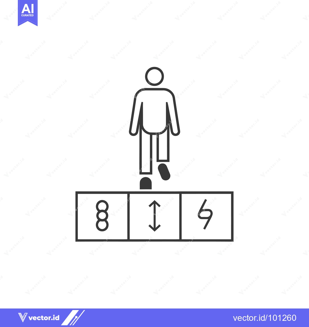 Premium Vector dari Simple Line Drawing of a Person Stepping on a Platform with a Symbol