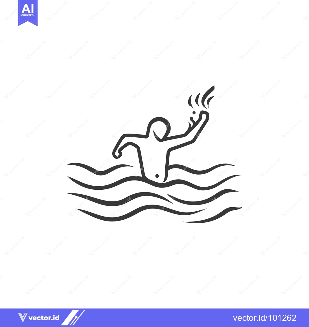 Premium Vector dari Simple Line Drawing of a Person Swimming in the Ocean