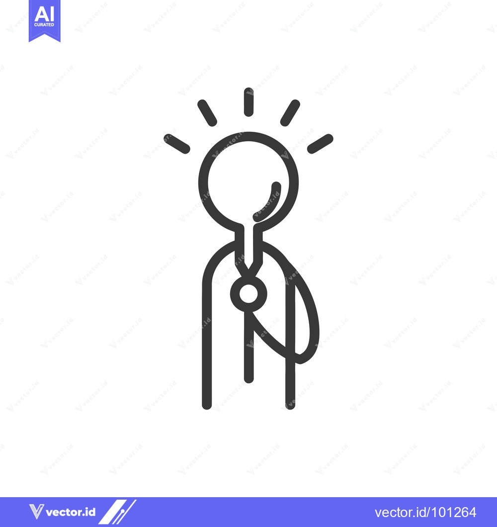 Premium Vector of Simple Line Drawing of a Person with a Lightbulb for a Head